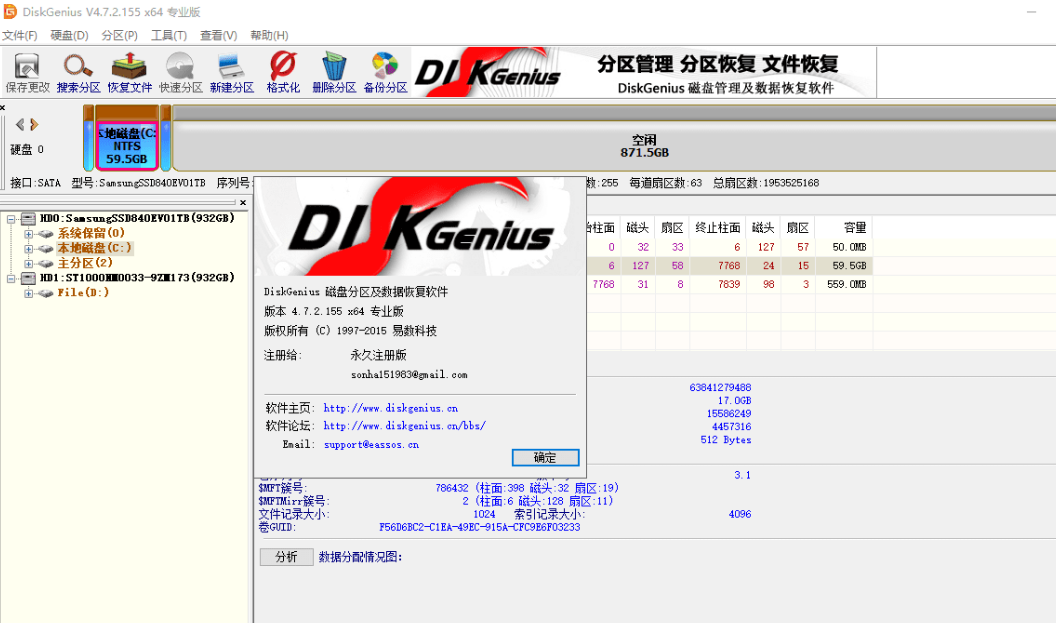 DiskGenius4.7.2.155 x64 专业版 永久注册版本